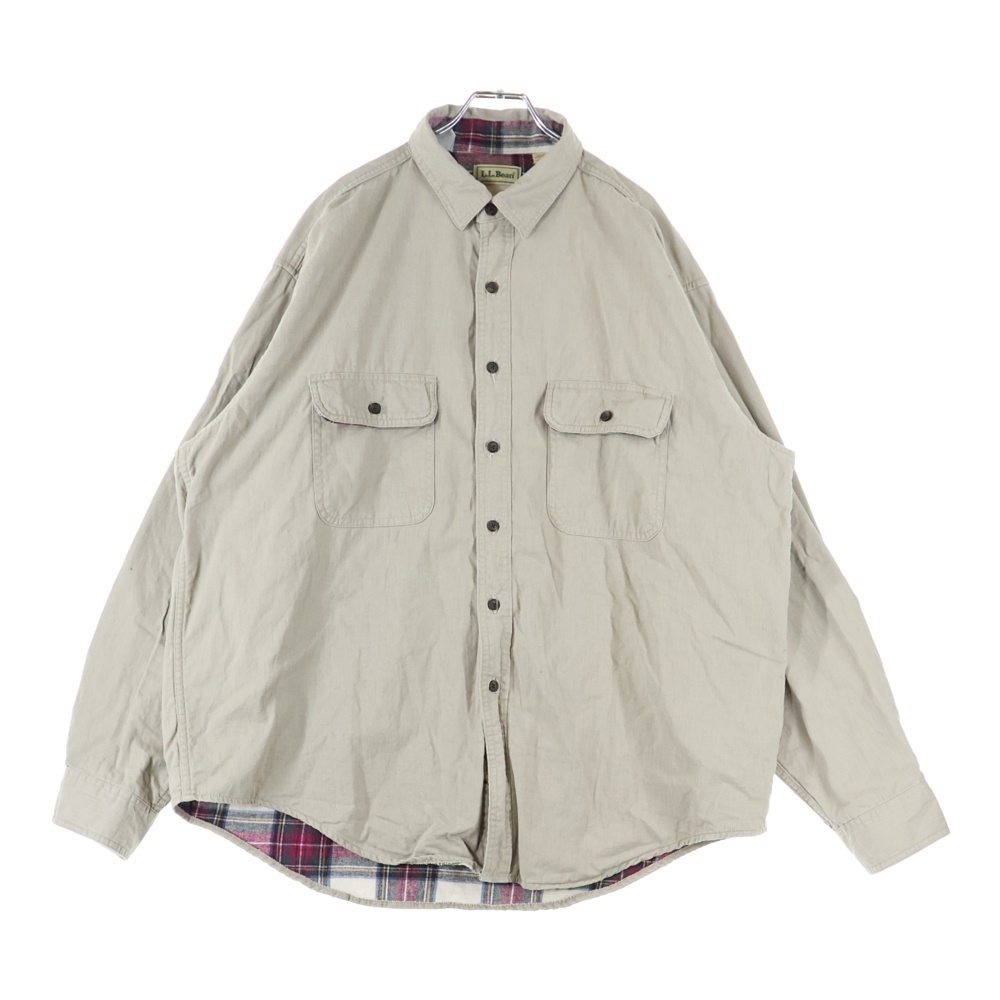 70S-80S VINTAGE ヴィンテージ 裏地フランネル シャツ ジャケット ベージュ A038 Bランク