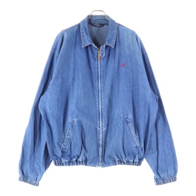 80S-90S VINTAGE ヴィンテージ USA製 三角タグ スイングトップ ジップアップ デニムジャケット インディゴ Bランク