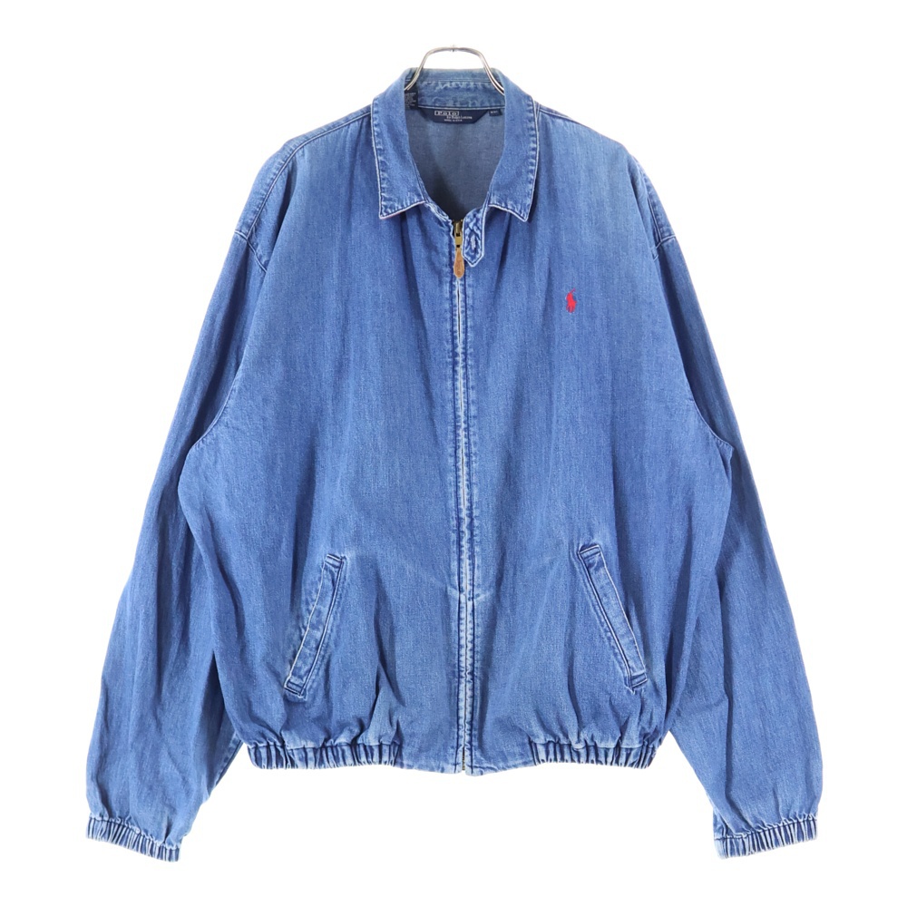 80S-90S VINTAGE ヴィンテージ USA製 三角タグ スイングトップ ジップアップ デニムジャケット インディゴ Bランク