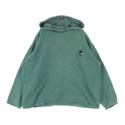 80S VINTAGE OLD ヴィンテージ オールド ロゴ刺繍 スウェット プルオーバー パーカー グリーン Bランク