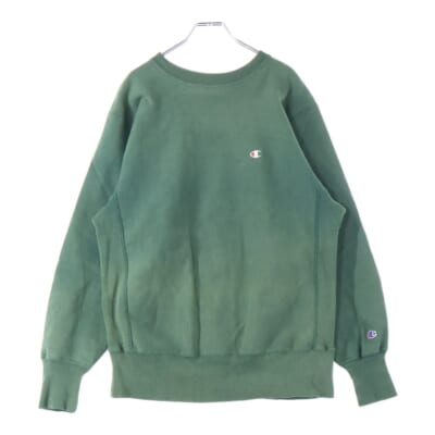 90S VINTAGE リバースウィーブ クルーネック スウェット トレーナー グリーン Bランク