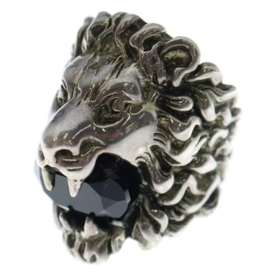 メタル ストーン ライオンヘッド リング シルバー Bランク