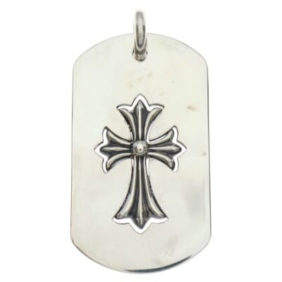 D TAG LRG TNY CRS カットアウトタイニーCHクロス ラージドッグタグ ネックレストップ シルバー Bランク