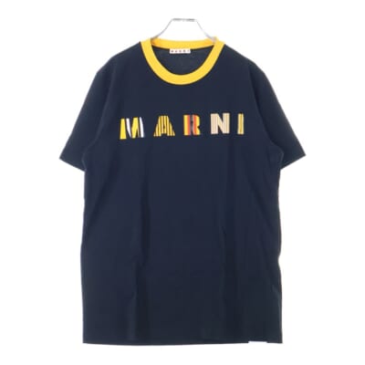 22SS ストライプロゴ クルーネック リンガー 半袖Tシャツ カットソー ブラック/イエロー HUMU0198P7 Bランク