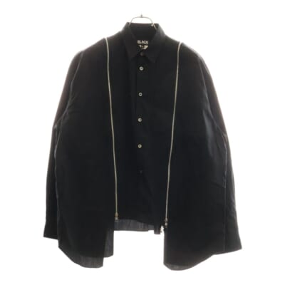 25SS ジップデザイン ロングスリーブ 長袖 シャツ ブラック 1N-B004 Aランク