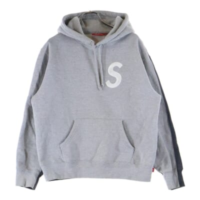 21AW S Logo Split Hooded Sweatshirt Sロゴ スプリット スウェット プルオーバー パーカー グレー Bランク
