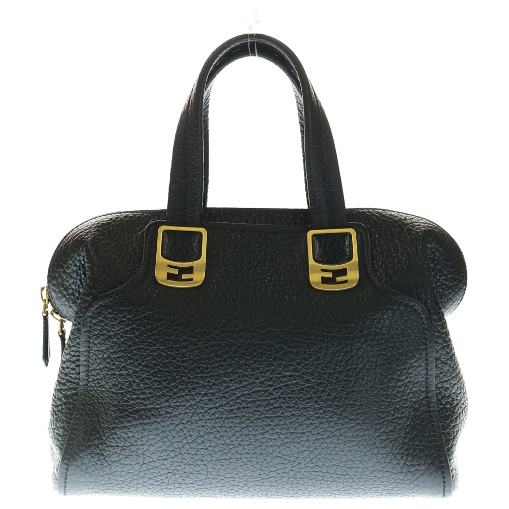 カメレオン FFロゴプレート レザー 2WAY ハンド ショルダーバッグ ゴールド金具 ブラック 8BL114 Aランク