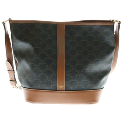 トリオンフ スモール バケット ショルダーバッグ PVC×レザー ブラック×ブラウン Bランク