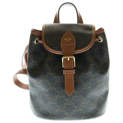 トリオンフファルコ ミニ バックパック リュックサック PVC×レザー ブラウン Aランク