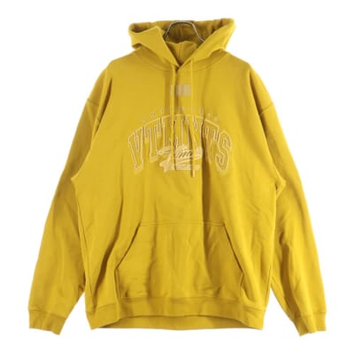 カレッジロゴ刺繍 プルオーバーパーカー スウェット イエロー VL16HD380M Bランク