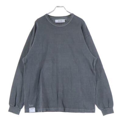 LONG SLEEVE TEE 染め加工 リブロゴ刺繍 ロングスリーブ 長袖Tシャツ カットソー グレー Aランク