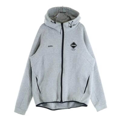 バック ロゴプリント フルジップパーカー フーディー FCRB-178018 グレー Bランク