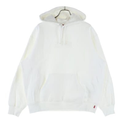 23AW Box Logo Hooded Sweatshirt ボックスロゴ フーデッド プルオーバー スウェットパーカー ホワイト Bランク