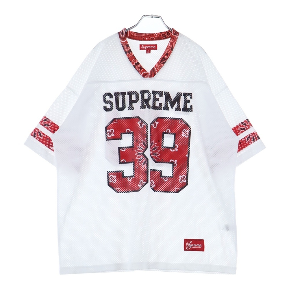 25SS Bandana Football Jersey バンダナ フットボールジャージ メッシュカットソー半袖Tシャツ ホワイト/レッド Aランク