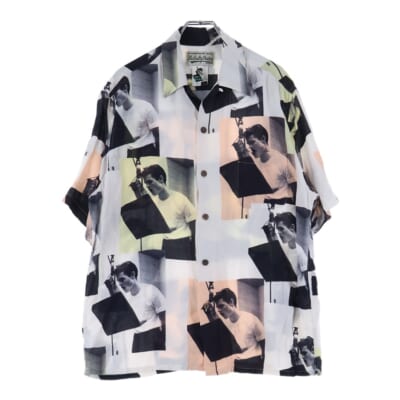 22SS CHET BAKER HAWAIIAN SHIRT チェットベイカー レーヨン アロハ半袖シャツ ホワイト/ブラック Bランク