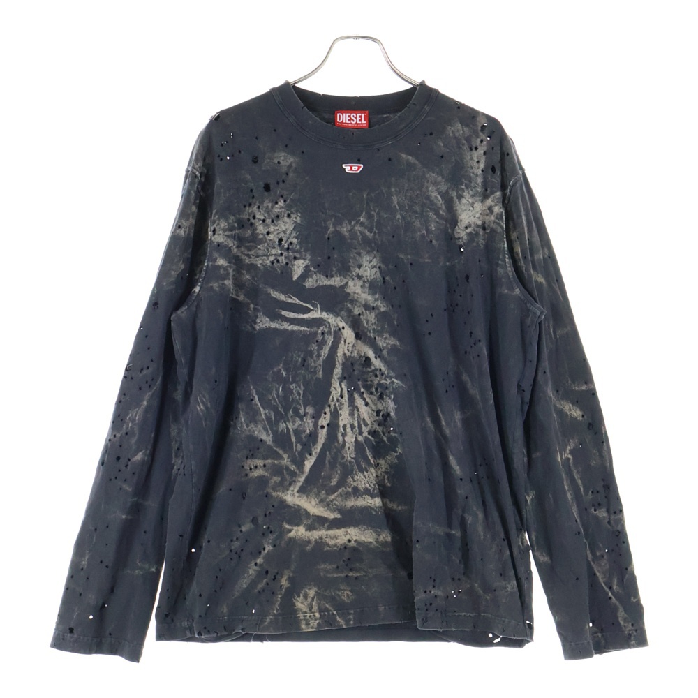 DIESEL 24SS「T-CRANE-LS-N2」 ダメージ加工カットソー トップス diesel T-Crane-Ls-N2 Men's Destroyed long-sleeve T-shirt
