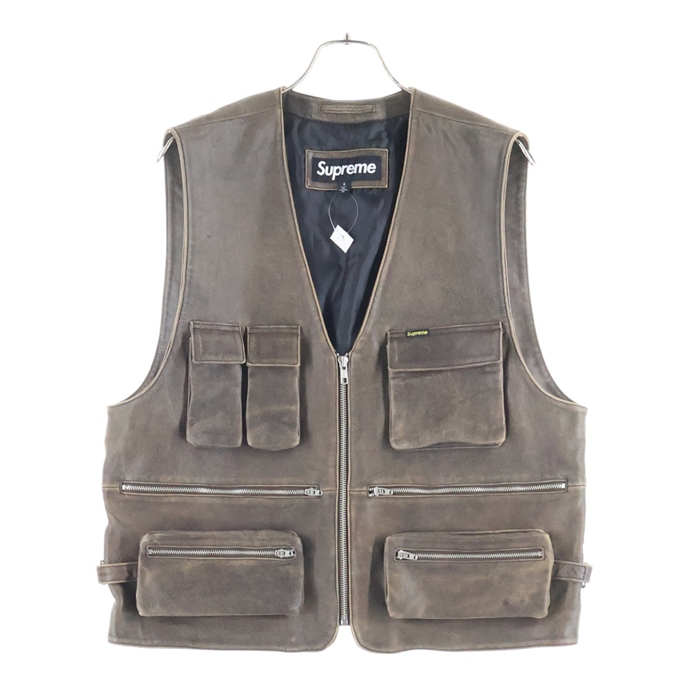 シュプリーム 25SS Leather Cargo Vest ラムレザー カーゴベスト