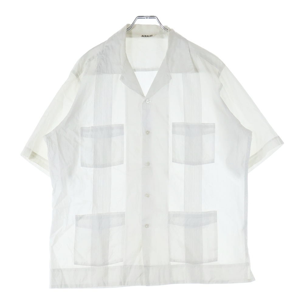 19SS FINX SILK STRIPE 半袖 キューバシャツ ホワイト A9SS02FS Bランク