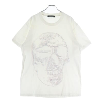 90s 初期 スカル ドクロプリント 半袖Tシャツ カットソー ホワイト Bランク