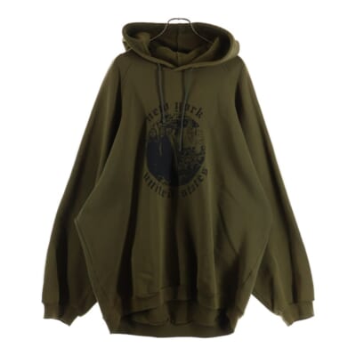 01AW ARCHIVE Riot Riot Riot期 ANTWERP BELGIUM PARKER ライオット プリント パーカー カーキ Bランク