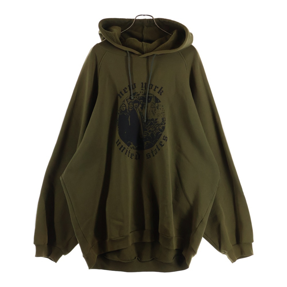 01AW ARCHIVE Riot Riot Riot期 ANTWERP BELGIUM PARKER ライオット プリント パーカー カーキ Bランク