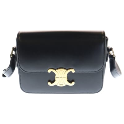 ティーン トリオンフ レザーショルダーバッグ ゴールド金具 ブラック Bランク