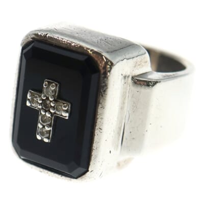 オニキス クロムハーツ ダイヤ エミネムリング シルバー Bランク