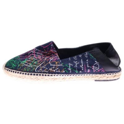 カリグラフィ エスパドリーユ キャンバス スリッポン フラットシューズ ネイビー Bランク