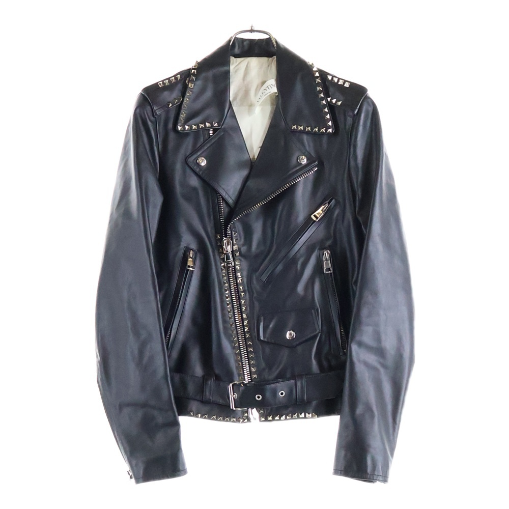 ロックスタッズ 中綿 WZIP レザー ダブルライダースジャケット ブラック NV3NA05P4D3 Bランク