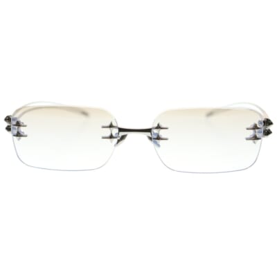 TETRA-02 シルバーフレーム リムレス サングラス メガネ アイウェア Aランク