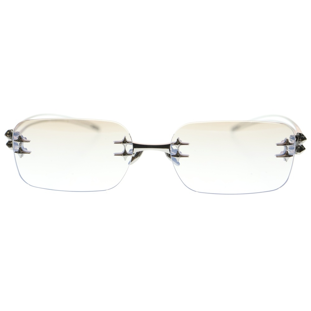 TETRA-02 シルバーフレーム リムレス サングラス メガネ アイウェア Aランク