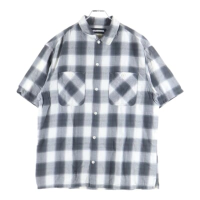 B&C/C-SHIRT SS 211ARNH-SHM04 半袖チェックシャツ ブラック/ホワイト Bランク