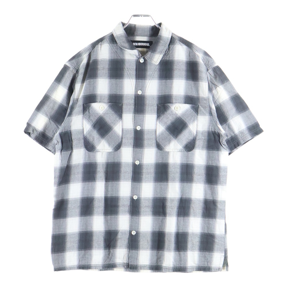 B&C/C-SHIRT SS 211ARNH-SHM04 半袖チェックシャツ ブラック/ホワイト Bランク