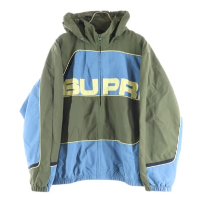 21AW S Paneled Track Jacket Sパネルトラックジャケット ナイロンジップジャケット フーディー カーキ/ブルー Bランク