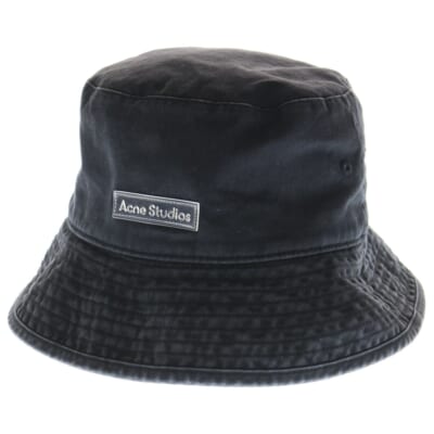 プレートロゴ ウォッシュ加工 バケットハット ブラック FN-UX-HATS000245 Bランク
