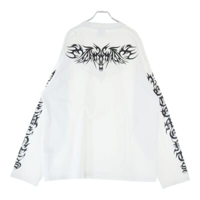 21AW LONG SLEEVE GOTHIC LOGO OVERSIZED TEE UA52TR590W ゴシックロゴオーバーサイズ クルーネック長袖Tシャツカットソー ロンT ホワイト Bランク