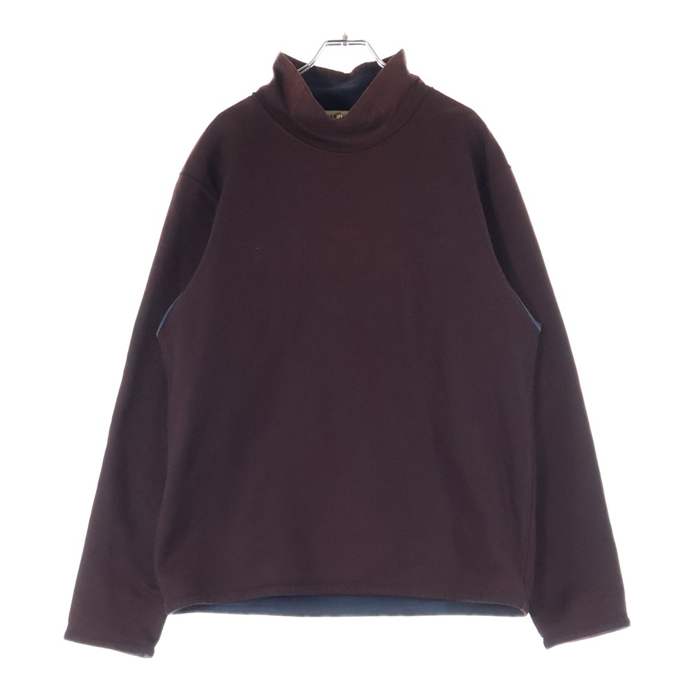 フロントロゴ 裏地フリース ハイネック長袖Tシャツカットソー ボルドー Bランク