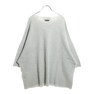 バックラバーロゴ ワッフル地 ニット クルーネック半袖Tシャツカットソー グレー Aランク