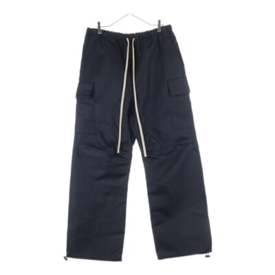 フロントラバーロゴ ドローコード付き ナイロンカーゴパンツ ブラック Aランク