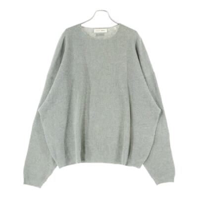 バックラバーロゴ ワッフル地 ニット クルーネック長袖Tシャツカットソー グレー Aランク