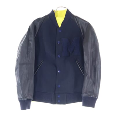 袖レザー切り替え リバーシブル スタジャン ネイビー/イエロー 81011241 Bランク