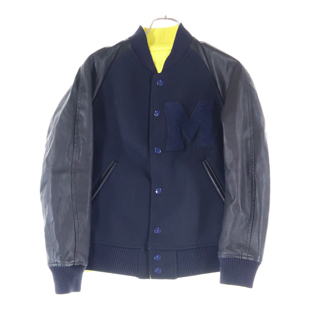 袖レザー切り替え リバーシブル スタジャン ネイビー/イエロー 81011241 Bランク
