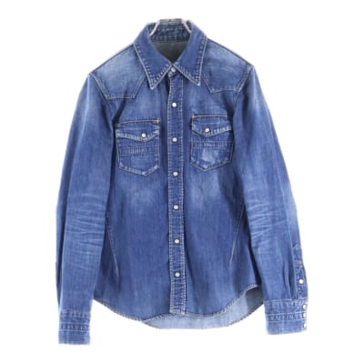07AW デニムウェスタンシャツ 長袖シャツ スナップボタン インディゴ F07-NNS001B Bランク