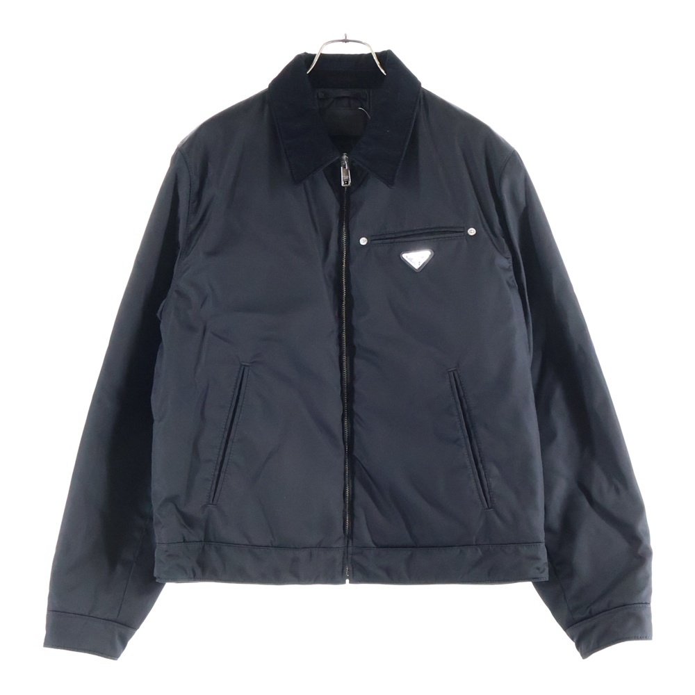 Re-Nylon リナイロン 三角ロゴプレート キルティング ジップアップブルゾン ブラック SGC280 S232 Sランク