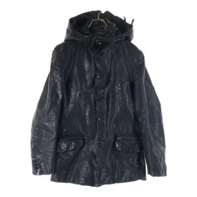 ×ISAMU KATAYAMA BACKLASH フード カウレザージャケット ブラック HX-J36-700 Sランク