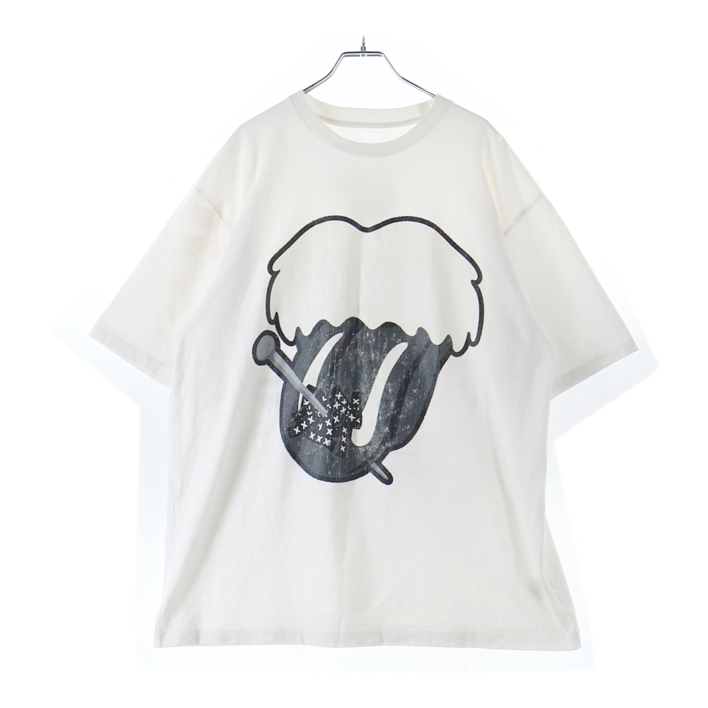 ×GOD SELECTION XXX ゴッドセレクション 両面プリント クルーネック半袖Tシャツ ショートスリーブカットソー ホワイト Bランク