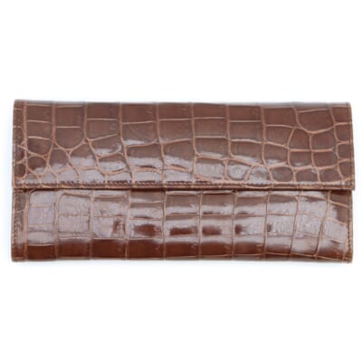 クロコダイル ウォレット 長財布 ブラウン Bランク