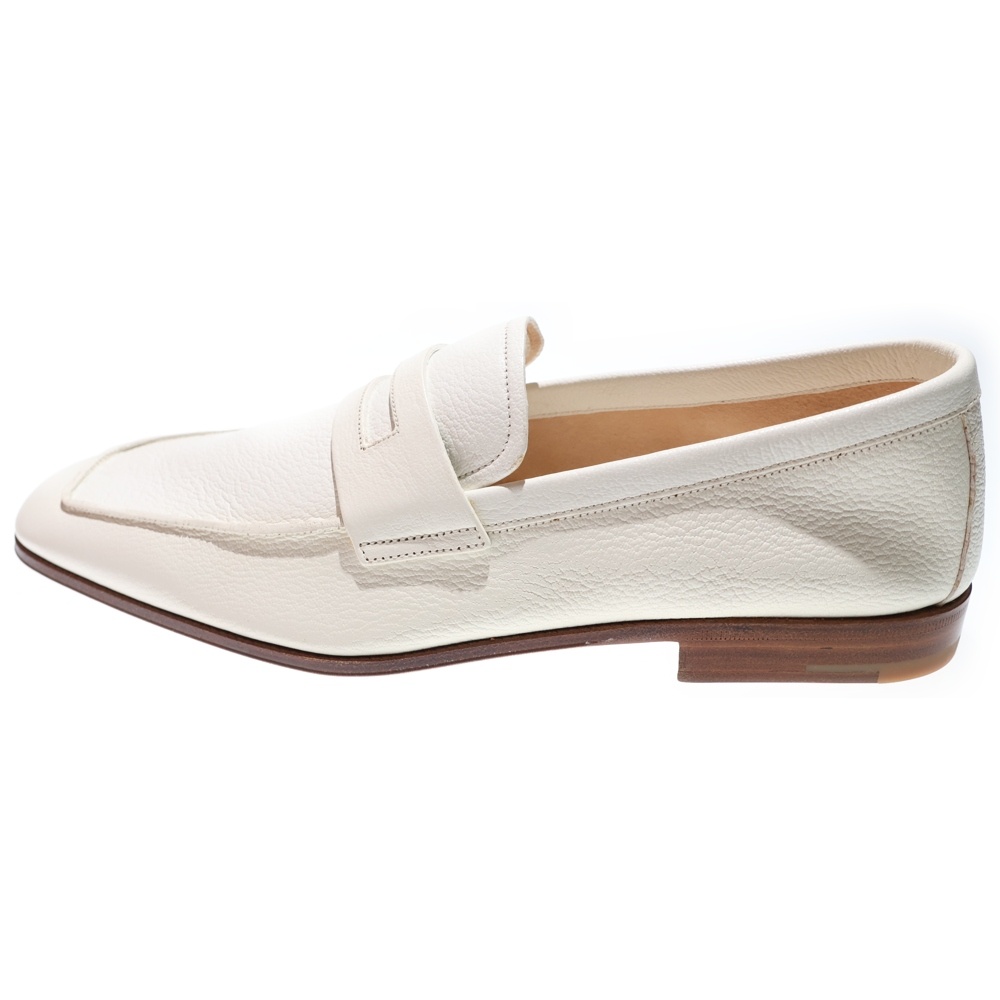 ウッドソール レザーローファー ローカットシューズ ホワイト Aランク