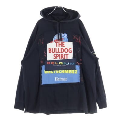 18AW Patchwork Hoodie パッチワーク スウェットパーカー フーディー ブラック UAH19TR331 Bランク