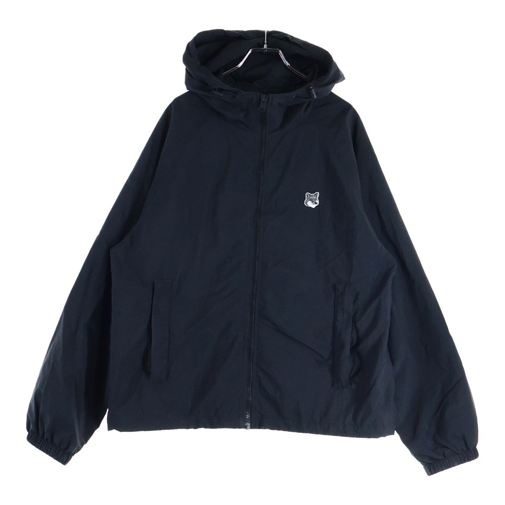フォックスヘッド刺繍 ジップアップナイロンジャケット フーディー ブラック KM02228WQ0010 Aランク